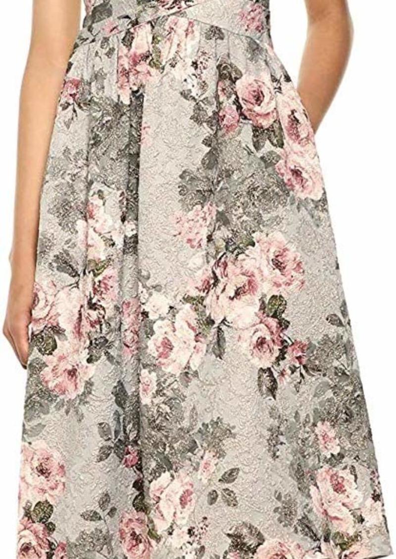 Adrianna Papell Women's Sleeveless Floral Dress with Pleated Waist
