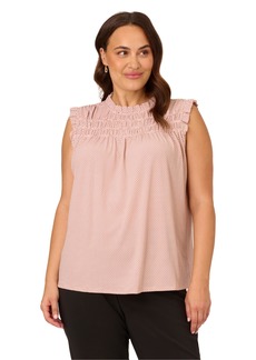 Adrianna Papell Women's Plus Size Smocked Ruffle Top