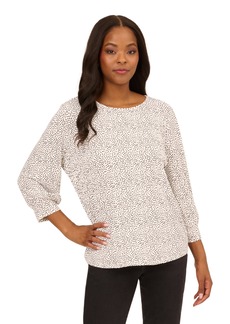 Adrianna Papell Women's Print Knit Pleated Trapeze Top