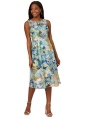 Adrianna Papell Women's Printed Fit & Flare Dress - Blue Ivory