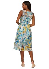 Adrianna Papell Women's Printed Fit & Flare Dress - Blue Ivory