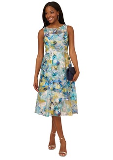 Adrianna Papell Women's Printed Fit & Flare Dress - Blue Ivory