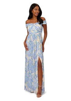 Adrianna Papell Women's Printed Off Shoulder Gown