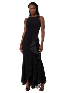 Adrianna Papell Women's Ruffle Crepe Halter Gown