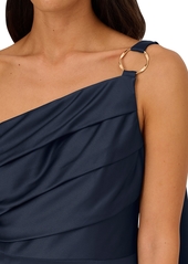 Adrianna Papell Women's Satin Crepe One-Shoulder Gown - Dark Navy