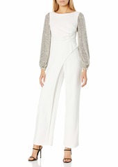 Adrianna Papell Women's Sequin & Crepe Jumpsuit SILVER/IVORY