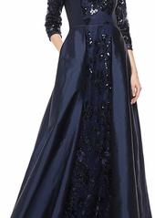 Adrianna Papell Women's Sequin Gown with Taffeta Skirt Overlay