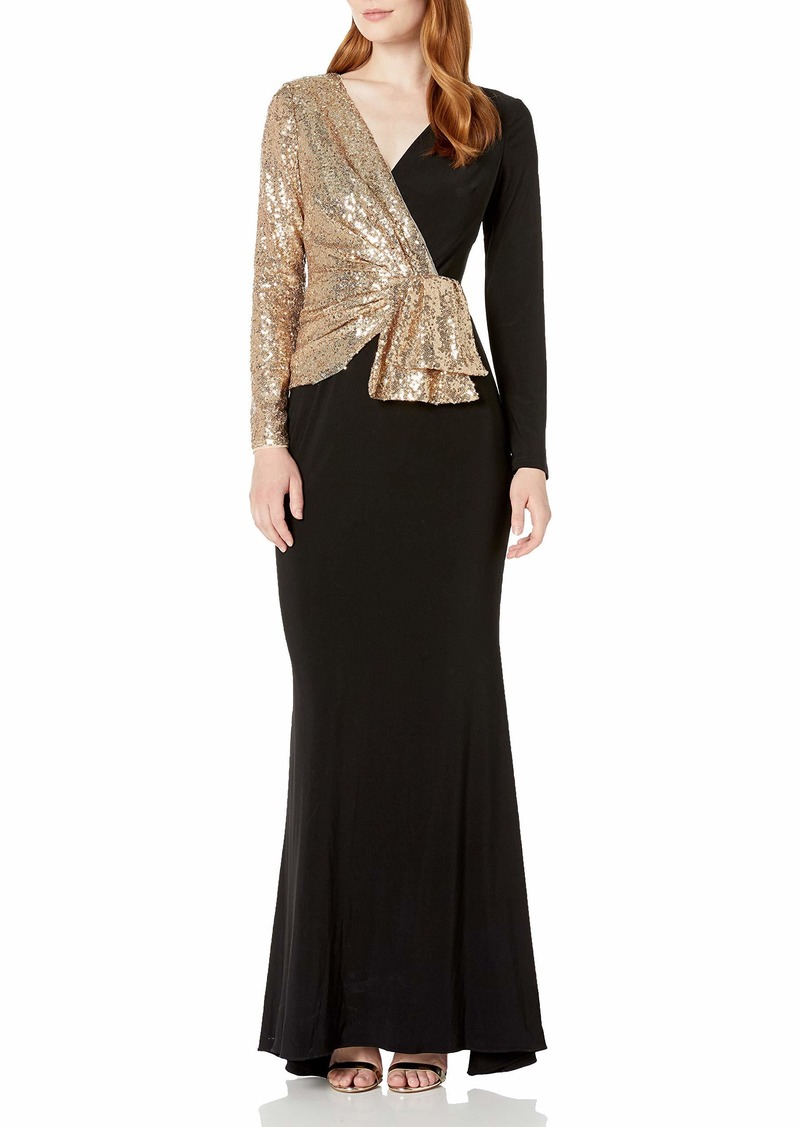 Adrianna Papell Women's Sequin Jersey Mixed Gown