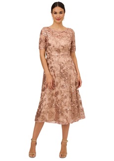 Adrianna Papell Women's Sequined Embroidered Midi Dress - Almondine