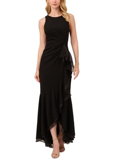 Adrianna Papell Women's Sleeveless Ruffled High-Low Gown - Black