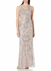 Adrianna Papell Women's Sleevless Sequin Lace Halter Gown