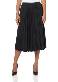 Adrianna Papell Women's Solid Variegated Pleated Twill Skirt