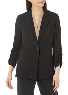 Adrianna Papell Women's Tall Size Ruched 3/4 Sleeve One Button Notch Blazer