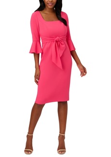 Adrianna Papell Women's Tie-Front Bell-Sleeve Midi Dress - Camellia