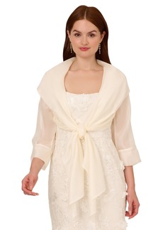 Adrianna Papell Women's Tie-Front Wrap Bolero Jacket - Cream