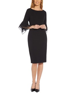 Adrianna Papell Women's Tiered-Cuff 3/4-Sleeve Sheath Dress - Black