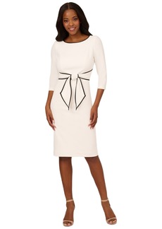 Adrianna Papell Women's Tipped Tie-Front 3/4-Sleeve Dress - Ivory/Black