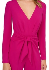 Adrianna Papell Women's V-Neck Tie-Front Crepe Jumpsuit - Hot Orchid