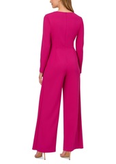 Adrianna Papell Women's V-Neck Tie-Front Crepe Jumpsuit - Hot Orchid