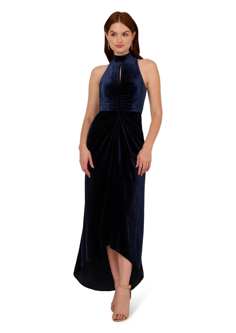 Adrianna Papell Women's Velvet High Low Gown