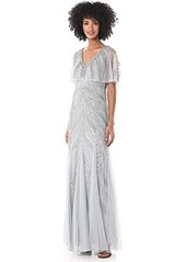 Adrianna Papell Women's Beaded Capelet Gown