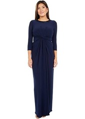 Adrianna Papell Beaded Neck Jersey Twist Gown