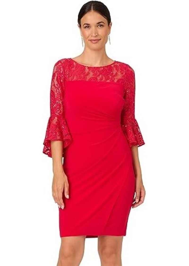 Adrianna Papell Belle Sleeve Stretch Lace and Jersey Cocktail Dress