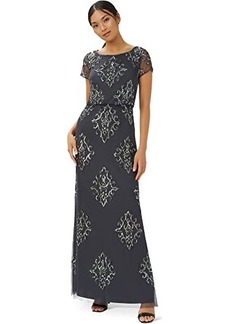 Adrianna Papell Cap Sleeve Beaded Blouson Mob Gown