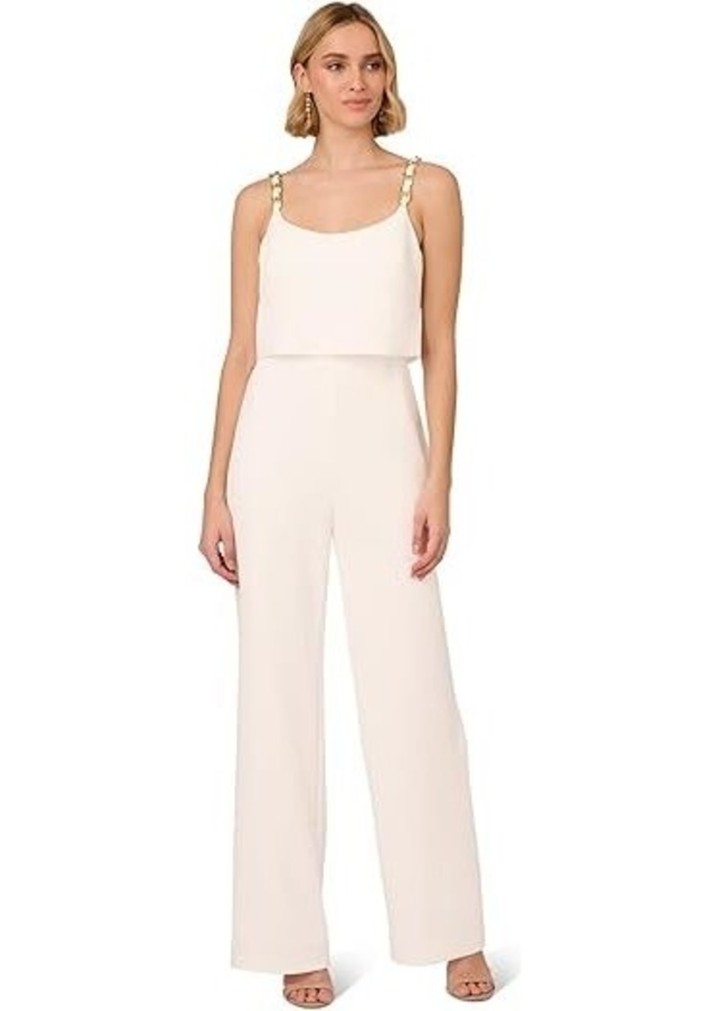 Adrianna Papell Crepe Chain Strap Jumpsuit