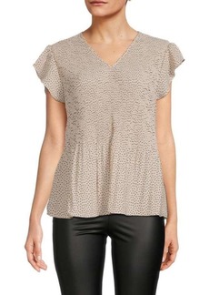 Adrianna Papell Dot Print Pleated Top