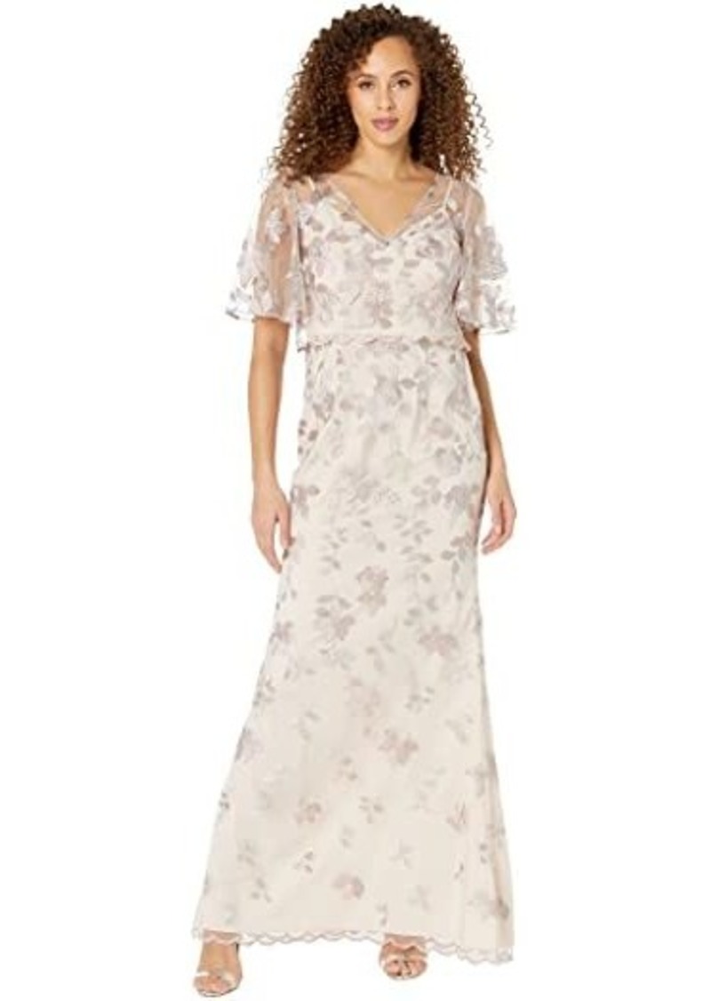 Adrianna Papell Floral Embroidered Mermaid Mob Gown
