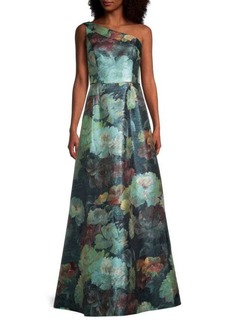 Adrianna Papell Floral One Shoulder Ball Gown