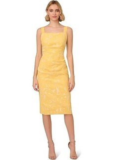 Adrianna Papell Hibiscus Jacquard Tucked Dress