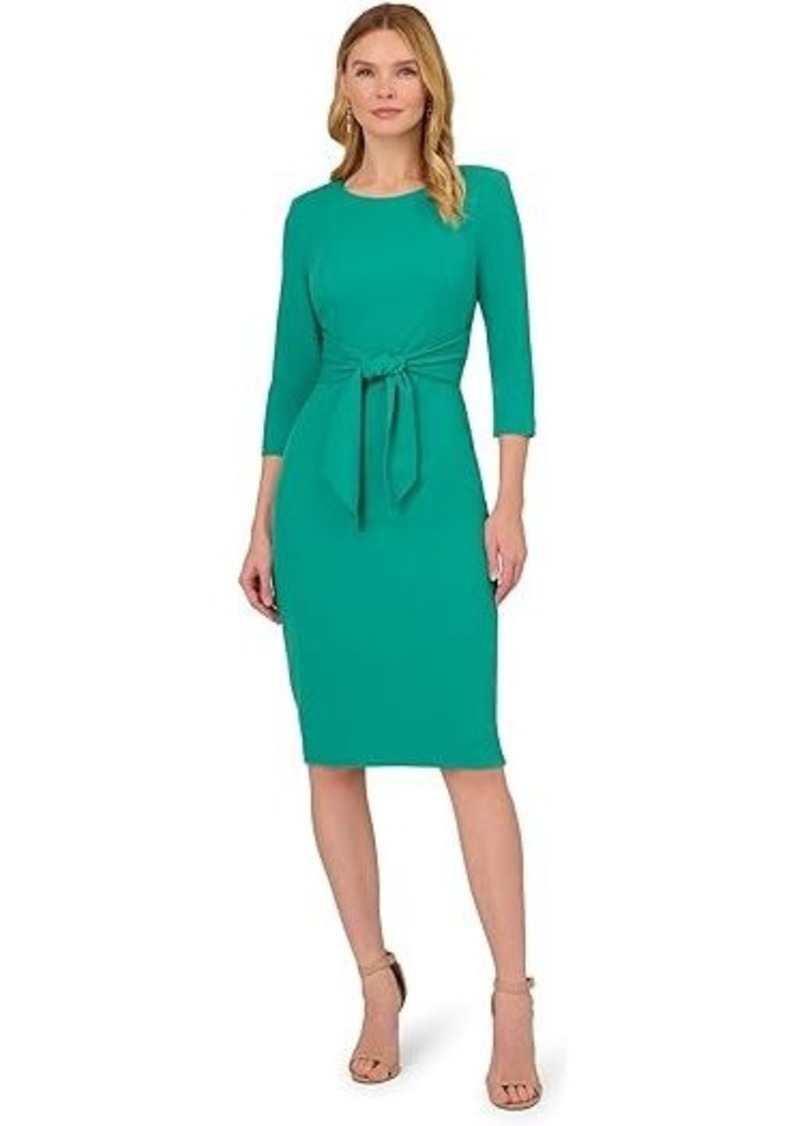 Adrianna Papell Knit Crepe Tie Waist Sheath