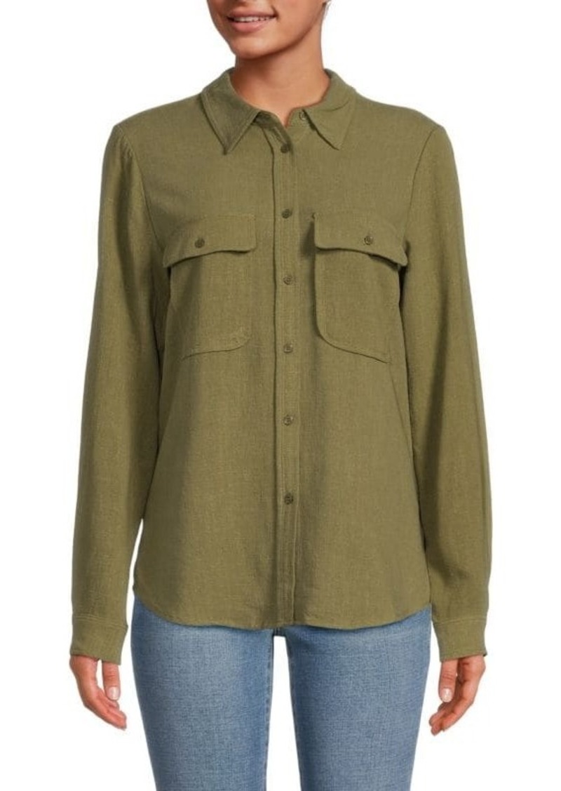 Adrianna Papell Linen Blend Utility Shirt