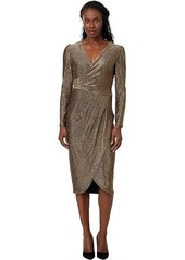 Adrianna Papell Metallic Knit Side Draped Dress
