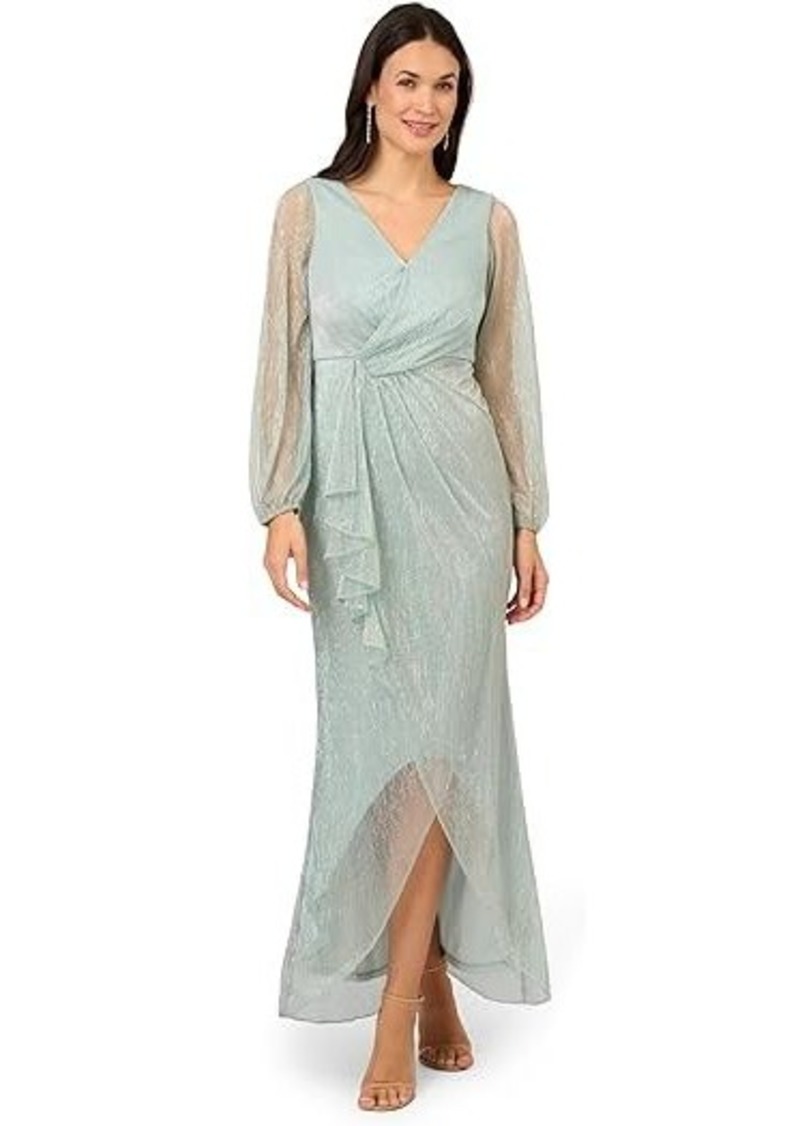 Adrianna Papell Metallic Mesh Gown