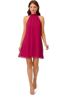 Adrianna Papell Mockneck Chiffon Jersey Dress