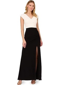 Adrianna Papell Pleated Layered Gown