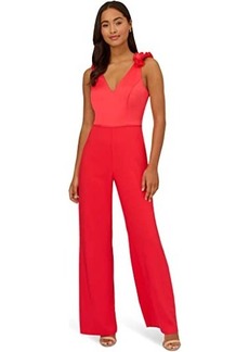 Adrianna Papell Ruffle Shoulder Stretch Crepe Jumpsuit