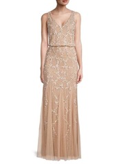 Adrianna Papell Sequin & Beaded Gown
