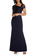 Adrianna Papell Sequin Crepe Dress