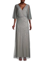 Adrianna Papell Sequin-Embellished Surplice Gown