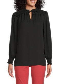 Adrianna Papell ​Shirred Keyhole Tie Blouse