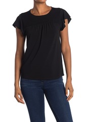Adrianna Papell Short Sleeve Short Sleeve Knit Solid Moss Crepe Top
