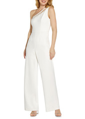 Adrianna Papell Beaded One-Shoulder Crepe Jumpsuit
