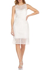 Adrianna Papell Beaded Soutache Satin Sheath Dress in Ivory at Nordstrom