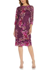 Adrianna Papell Embroidered Lace Cocktail Dress in Burgundy Multi at Nordstrom