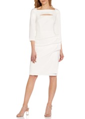 Adrianna Papell Gathered Cutout Long Sleeve Sheath Dress in Ivory at Nordstrom