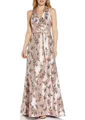 Adrianna Papell Jacquard A-Line Gown in Mellow Blush at Nordstrom